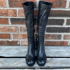 Vince Camuto Womens Zemmy Zipper Round-Toe Knee-High Leather Boots